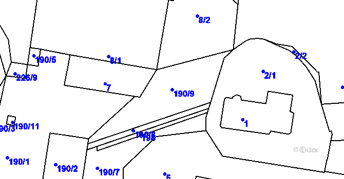Parcela st. 190/9 v KÚ Lstiboř, Katastrální mapa