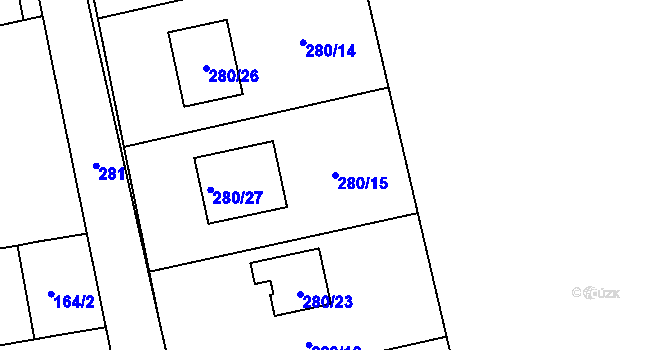 Parcela st. 280/15 v KÚ Lstiboř, Katastrální mapa