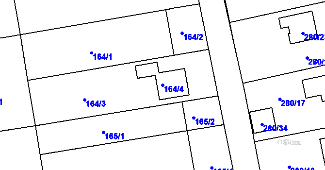 Parcela st. 164/4 v KÚ Lstiboř, Katastrální mapa