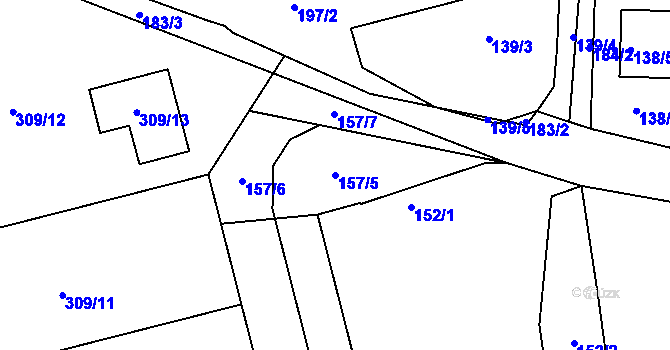 Parcela st. 157/5 v KÚ Lstiboř, Katastrální mapa