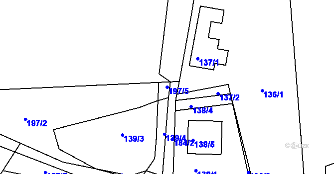 Parcela st. 197/5 v KÚ Lstiboř, Katastrální mapa