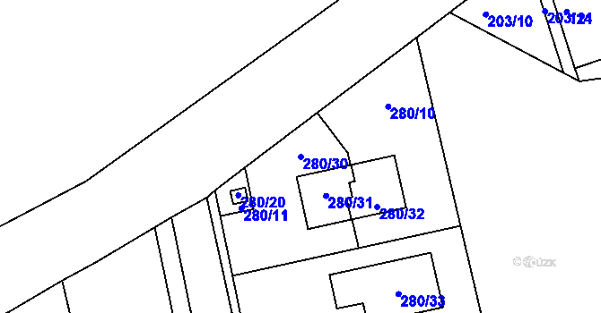 Parcela st. 280/30 v KÚ Lstiboř, Katastrální mapa