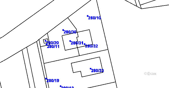Parcela st. 280/32 v KÚ Lstiboř, Katastrální mapa