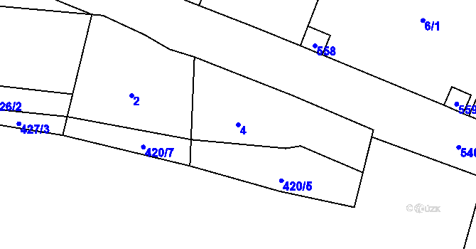 Parcela st. 4 v KÚ Klučov, Katastrální mapa