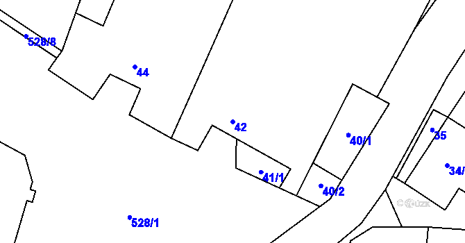 Parcela st. 42 v KÚ Klučov, Katastrální mapa