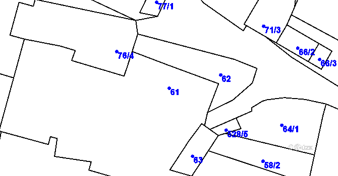 Parcela st. 61 v KÚ Klučov, Katastrální mapa