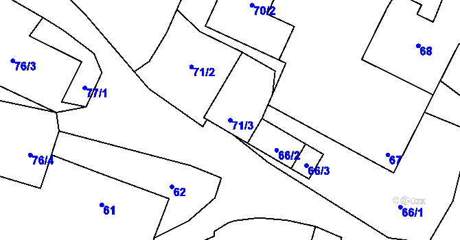 Parcela st. 71/3 v KÚ Klučov, Katastrální mapa
