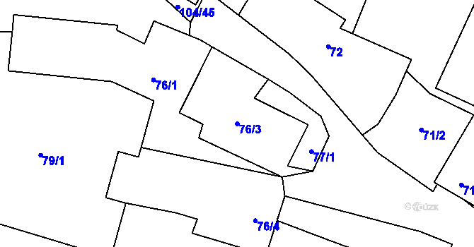 Parcela st. 76/3 v KÚ Klučov, Katastrální mapa