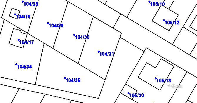 Parcela st. 104/31 v KÚ Klučov, Katastrální mapa