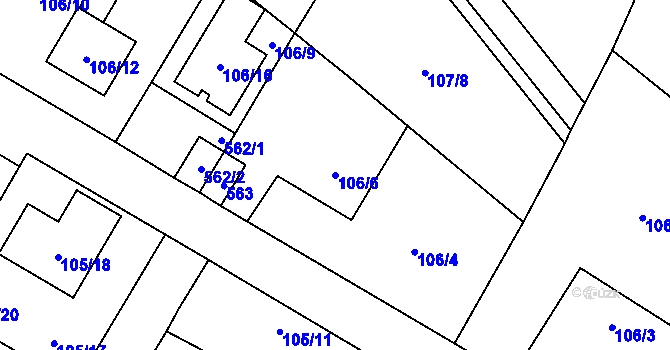 Parcela st. 106/6 v KÚ Klučov, Katastrální mapa