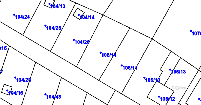 Parcela st. 106/14 v KÚ Klučov, Katastrální mapa