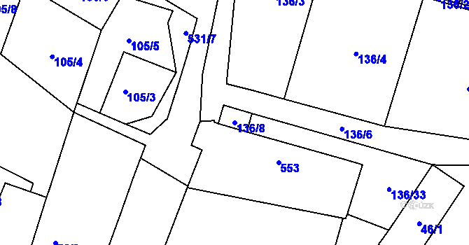 Parcela st. 136/8 v KÚ Klučov, Katastrální mapa