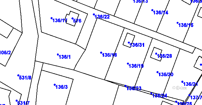 Parcela st. 136/18 v KÚ Klučov, Katastrální mapa