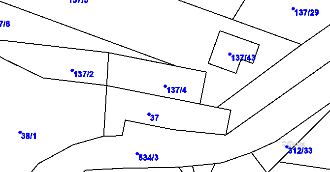 Parcela st. 137/4 v KÚ Klučov, Katastrální mapa