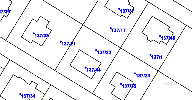 Parcela st. 137/22 v KÚ Klučov, Katastrální mapa