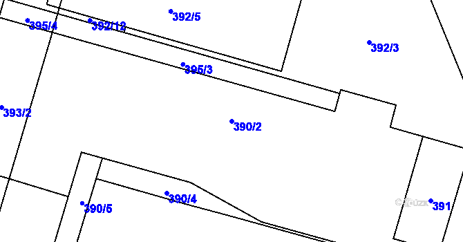 Parcela st. 390/2 v KÚ Klučov, Katastrální mapa