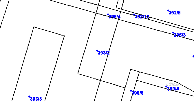 Parcela st. 393/2 v KÚ Klučov, Katastrální mapa