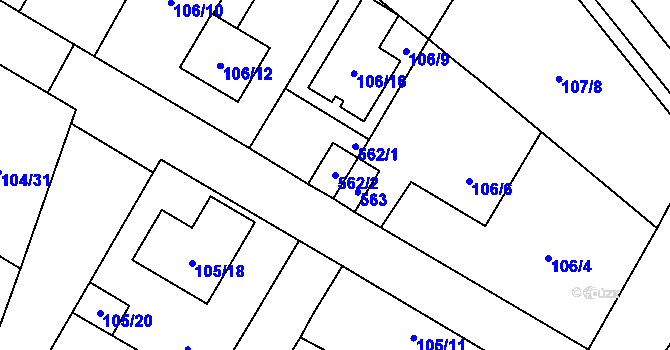 Parcela st. 562/2 v KÚ Klučov, Katastrální mapa