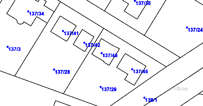 Parcela st. 137/48 v KÚ Klučov, Katastrální mapa