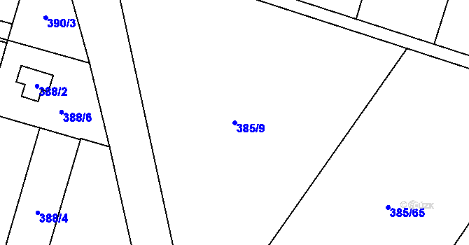 Parcela st. 385/9 v KÚ Klučov, Katastrální mapa