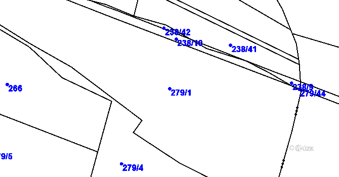 Parcela st. 279/1 v KÚ Klučov, Katastrální mapa