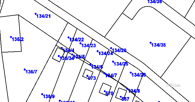 Parcela st. 134/24 v KÚ Klučov, Katastrální mapa