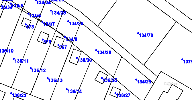 Parcela st. 134/28 v KÚ Klučov, Katastrální mapa