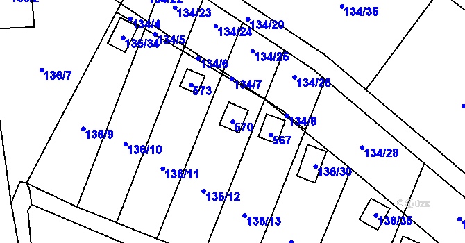 Parcela st. 570 v KÚ Klučov, Katastrální mapa