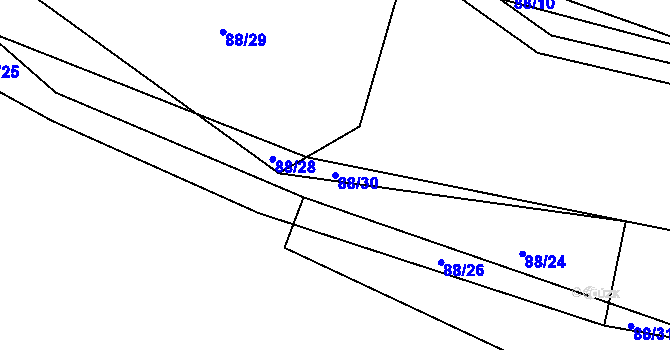 Parcela st. 88/30 v KÚ Klučov, Katastrální mapa