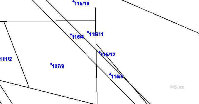 Parcela st. 115/12 v KÚ Klučov, Katastrální mapa