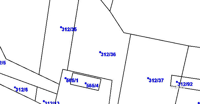 Parcela st. 312/36 v KÚ Klučov, Katastrální mapa