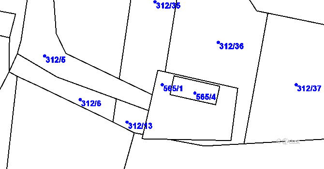 Parcela st. 565/1 v KÚ Klučov, Katastrální mapa