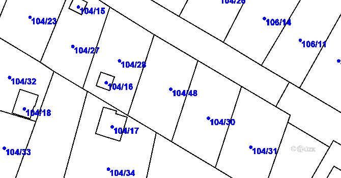 Parcela st. 104/48 v KÚ Klučov, Katastrální mapa