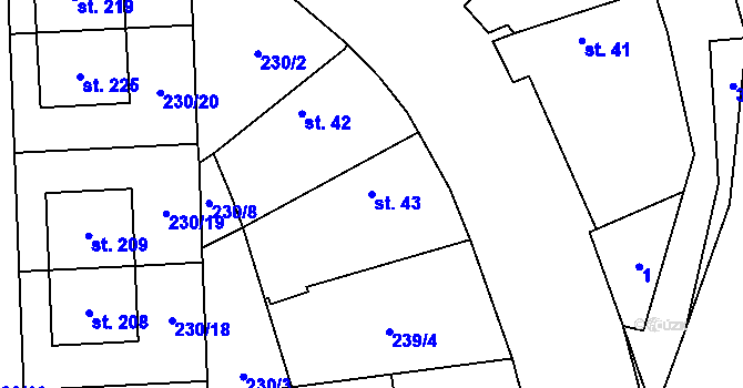 Parcela st. 43 v KÚ Kluk, Katastrální mapa