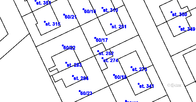 Parcela st. 252 v KÚ Kluk, Katastrální mapa