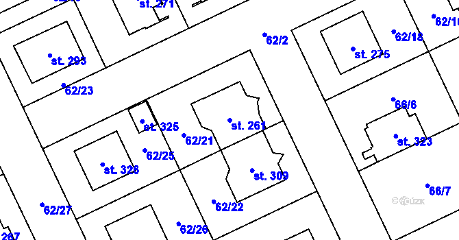 Parcela st. 261 v KÚ Kluk, Katastrální mapa