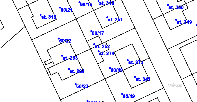 Parcela st. 274 v KÚ Kluk, Katastrální mapa