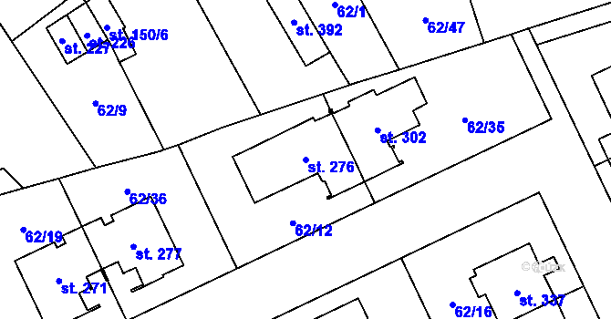 Parcela st. 276 v KÚ Kluk, Katastrální mapa
