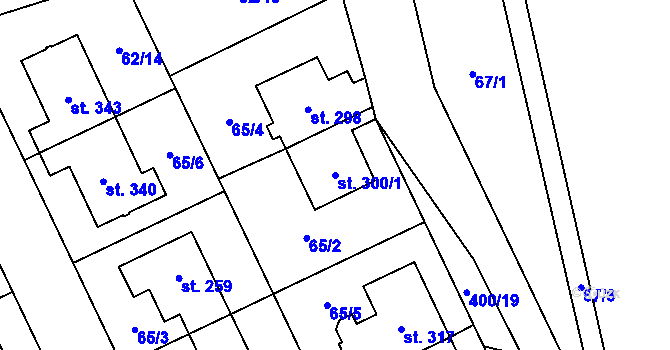 Parcela st. 300/1 v KÚ Kluk, Katastrální mapa