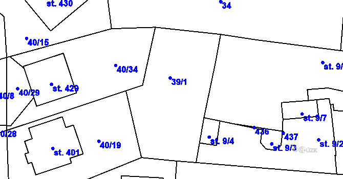 Parcela st. 40/2 v KÚ Kluk, Katastrální mapa