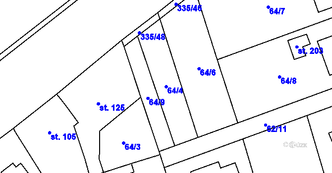Parcela st. 64/4 v KÚ Kluk, Katastrální mapa