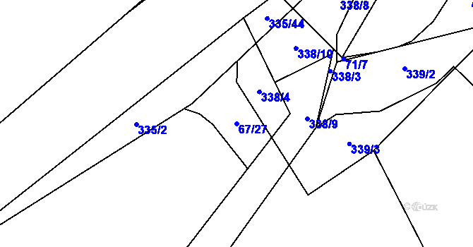 Parcela st. 67/27 v KÚ Kluk, Katastrální mapa
