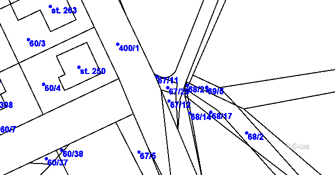 Parcela st. 67/29 v KÚ Kluk, Katastrální mapa
