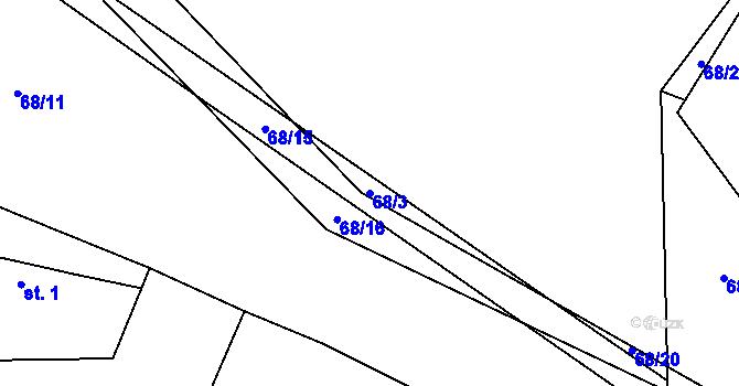 Parcela st. 68/3 v KÚ Kluk, Katastrální mapa