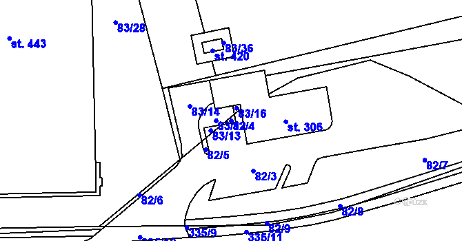 Parcela st. 82/4 v KÚ Kluk, Katastrální mapa