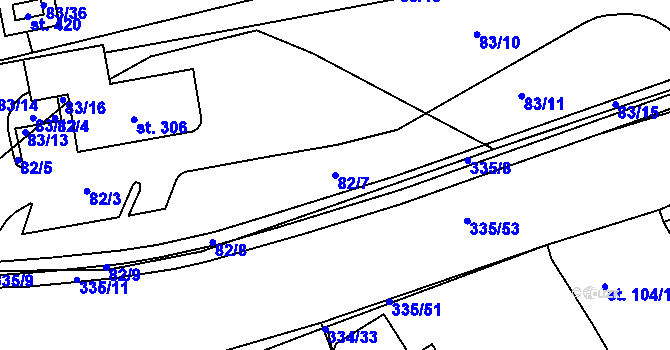Parcela st. 82/7 v KÚ Kluk, Katastrální mapa