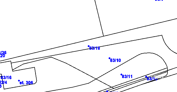 Parcela st. 83/18 v KÚ Kluk, Katastrální mapa