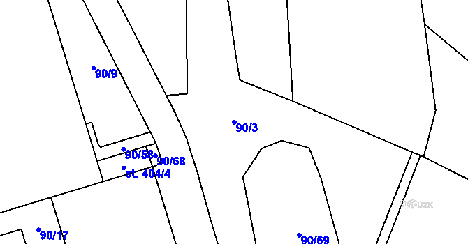 Parcela st. 90/3 v KÚ Kluk, Katastrální mapa