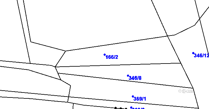Parcela st. 166/2 v KÚ Kluk, Katastrální mapa