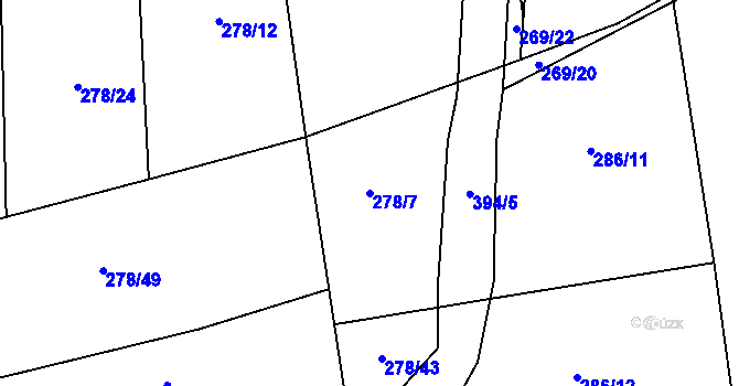 Parcela st. 278/7 v KÚ Kluk, Katastrální mapa
